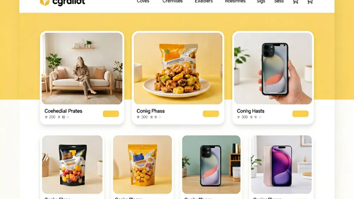 黄品汇平台首页展示界面，陈列多个精选商品类目，页面布局清晰简洁，品牌标识明显