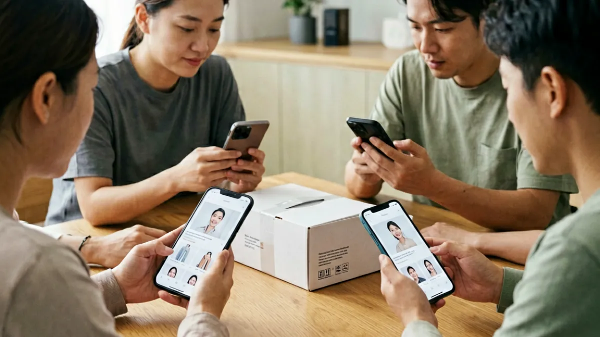 黄品汇购物平台界面展示，多位用户正在浏览商品并查看评价区截图
